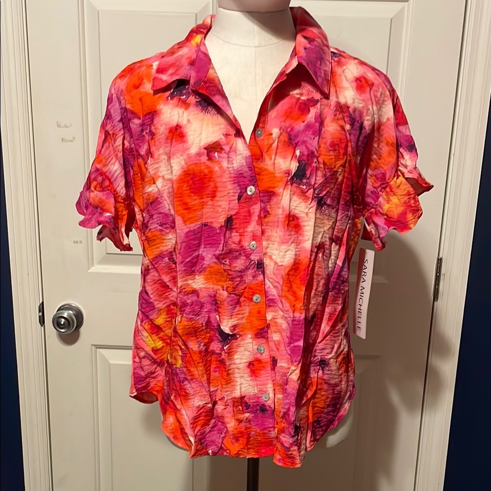 Vibrant Floral Button-Up Blouse
